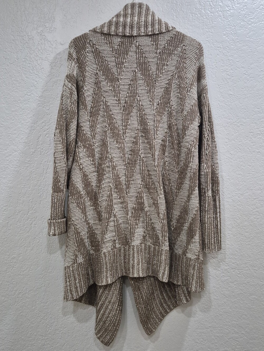 Staring At Stars Ribbed Drape Front Cardigan Sweater Beige Brown Size L - Picture 5 of 10